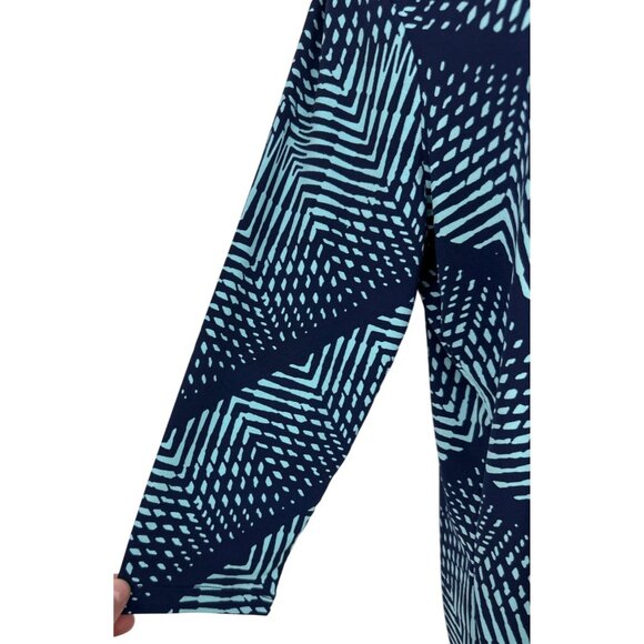 Chicos Womens Navy & Aqua Geometric Print 3/4 Sleeve Scoop Neck Top Size 1 US S - Picture 3 of 9